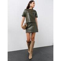 The Very Collection Textured Pu Short Sleeve Pu Top - Green