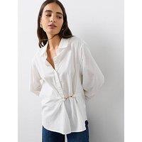 The Very Collection Oversized Cotton Poplin Gold Detail Shirt - White