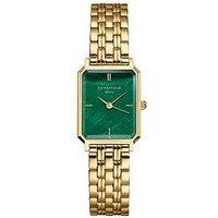 Rosefield Octagon Xs Green Mop Dial Gold Case And Bracelet