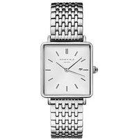 Rosefield Boxy White Dial Steel Case And Multilinked Bracelet
