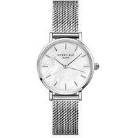 Rosefield Small Edit White Mop Dial Steel Case And Mesh Bracelet
