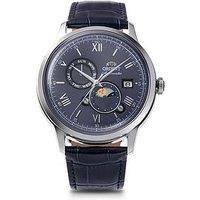 Orient Bambino Sun And Moon Black Dial Roman Black Leather Strap