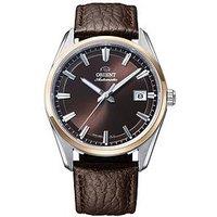 Orient Stretto Date Two Tone Brown Dial Brown Leather Strap