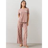 The Very Collection Womens Slow Sundays Wide Leg Heart Pyjama Set