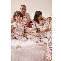 The Very Collection Womens Family Christmas Pyjama Cotton Postcard Print Top And Jogger Set