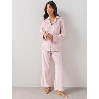 The Very Collection Womens Fleece Revere Striped Pyjama Set - Pink