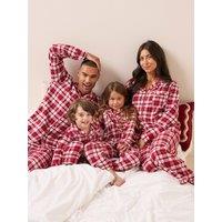 The Very Collection Womens Family Christmas Pyjama Woven Check Revere Set - Red