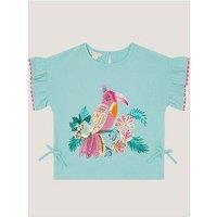 Monsoon Girls Tina Tropical Toucan Sequin Tshirt - Green