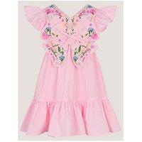 Monsoon Baby Girls Butterfly Heritage Embroidered Dress - Pink