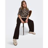 Only Kids Girls Leopard Print High Neck Regular Fit Jumper - Beige