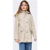 Only Kids Girls Elisa Hooded Raincoat - Beige