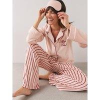 The Very Collection Fleece Revere Pyjama Set - Pink/Burgundy