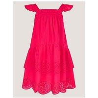 Monsoon Girls Coastal Broderie Fuschia Dress - Pink
