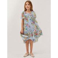 Monsoon Girls Lemon Rose Swing Embroidered Dress