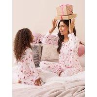 The Very Collection Womens Family Christmas Pyjama Pointelle Henley And Jogger Set - Pink