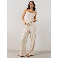 The Very Collection Knit Cami Vest And Wide Leg Loungewear Set - Beige