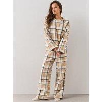 The Very Collection Borg Check Print Loungewear Set - Beige