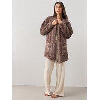 The Very Collection Borg Cardigan Dressing Gown - Brown
