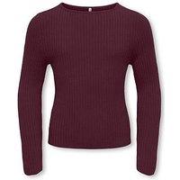 Only Kids Girls Ribbed Knitted Jumper - Dark Red