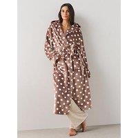 The Very Collection Polka Dot Dressing Gown - Brown