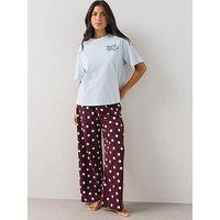 The Very Collection Oversized Graphic Pyjama Set - Blue