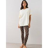 The Very Collection Cotton Rich Longline Stretch Pyjama Set - Brown