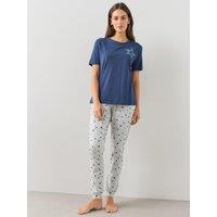 The Very Collection Womens Star Print Stretch Pyjama Set - Blue