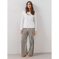 The Very Collection Womens Breakfast Print Wide Leg Pyjama Set - Beige