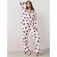 The Very Collection Heart Print Jersey Revere Pyjama Set