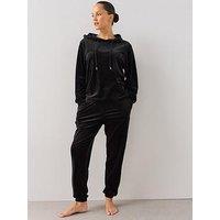 The Very Collection Velour Hoody And Jogger Loungewear Set - Black