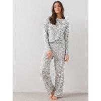 The Very Collection 2 Pack Cotton Long Sleeve Top And Wide Leg Pyjama Set