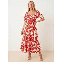 Style Cheat Leighton Puff Sleeve Dress - Red