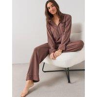 The Very Collection Soft Touch Jersey Revere Pyjama Set - Brown