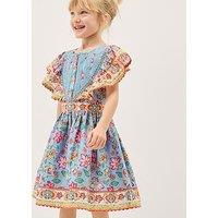Monsoon Girls Adara Blue Broiderie Dress - Blue