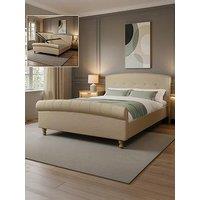 Xr Living Camille Sleigh Shadow Ottoman Bed - Natural Stone - Double