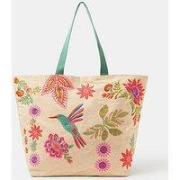 Accessorize Embroidered Beach Tote Bag - Cream
