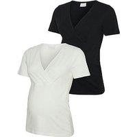 Mamalicious Maternity 2 Pack Wrap Top - White & - Black