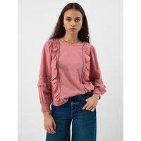 Accessorize Ruffle Embroidered Blouse - Pink