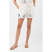 Accessorize Shell Embroidered Patchwork Shorts