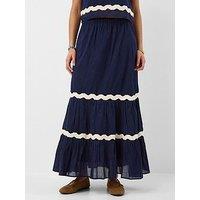 Accessorize Ric Rac Tiered Maxi Skirt - Blue