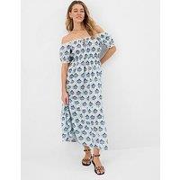 Accessorize Off The Shoulder Floral Midi Dress - Cream