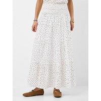 Accessorize Polka Dot Tiered Maxi Skirt - Cream