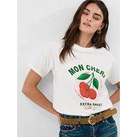 Accessorize Cherry Slogan Tshirt - White
