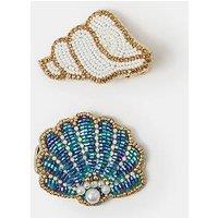 Accessorize 2 X Beaded Shell Snap Cli