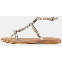 Accessorize Embellished Leather Gladiator Sandals - Silver