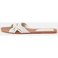 Accessorize Woven Leather Slide Sandals - White