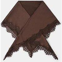 Accessorize Lace Satin Triangle Neck Scarf - Brown