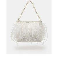 Accessorize Bridal Feather Pearl Handheld Bag - Cream
