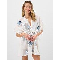 Accessorize Shell Patchwork Mini Kaftan - Cream