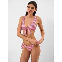 Accessorize Bright Stripe Crinkle Textured Bikini Top